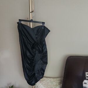 Express Black Strapless Satin Cocktail Dress